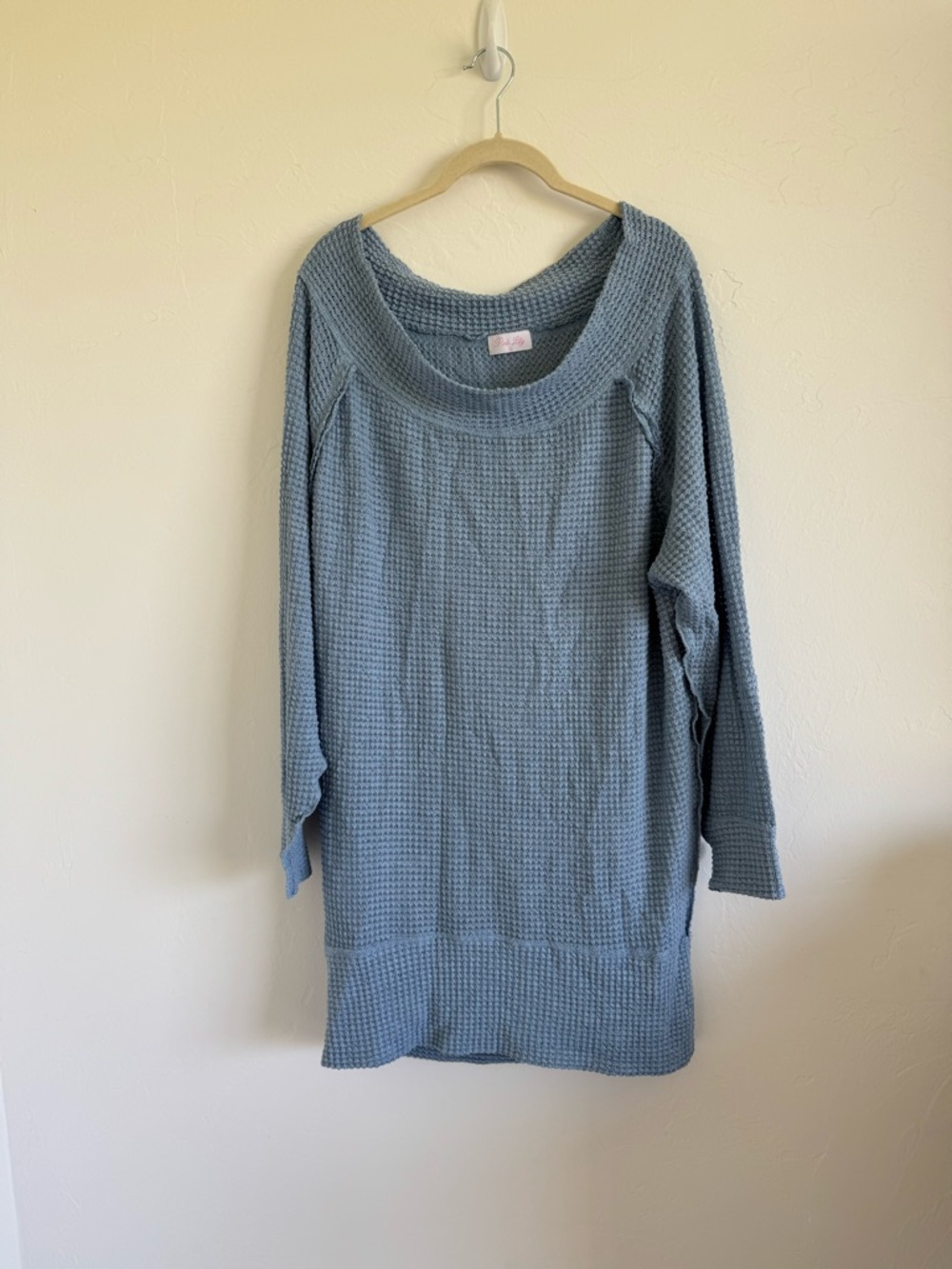 Light Blue Waffle-Knit Sweater Tunic